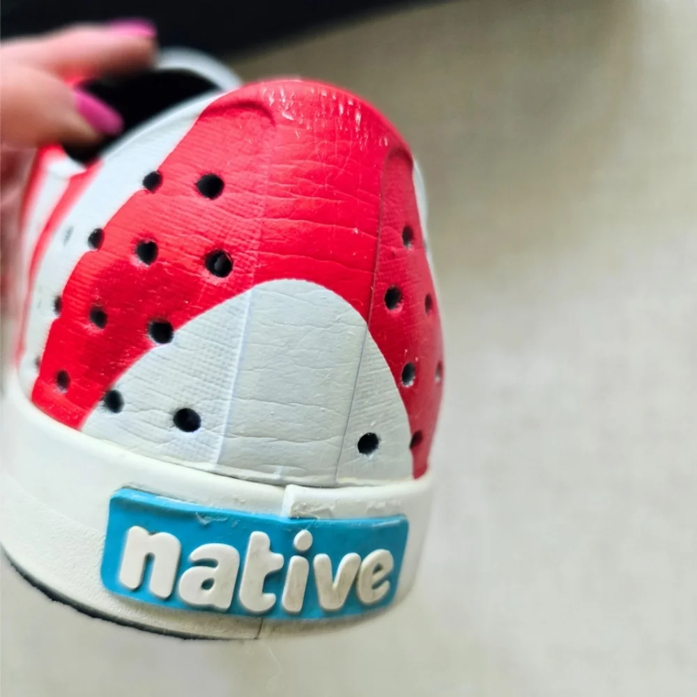 Native Jefferson Slip-On Shoes - Red, White & Navy Star and Stripe Print